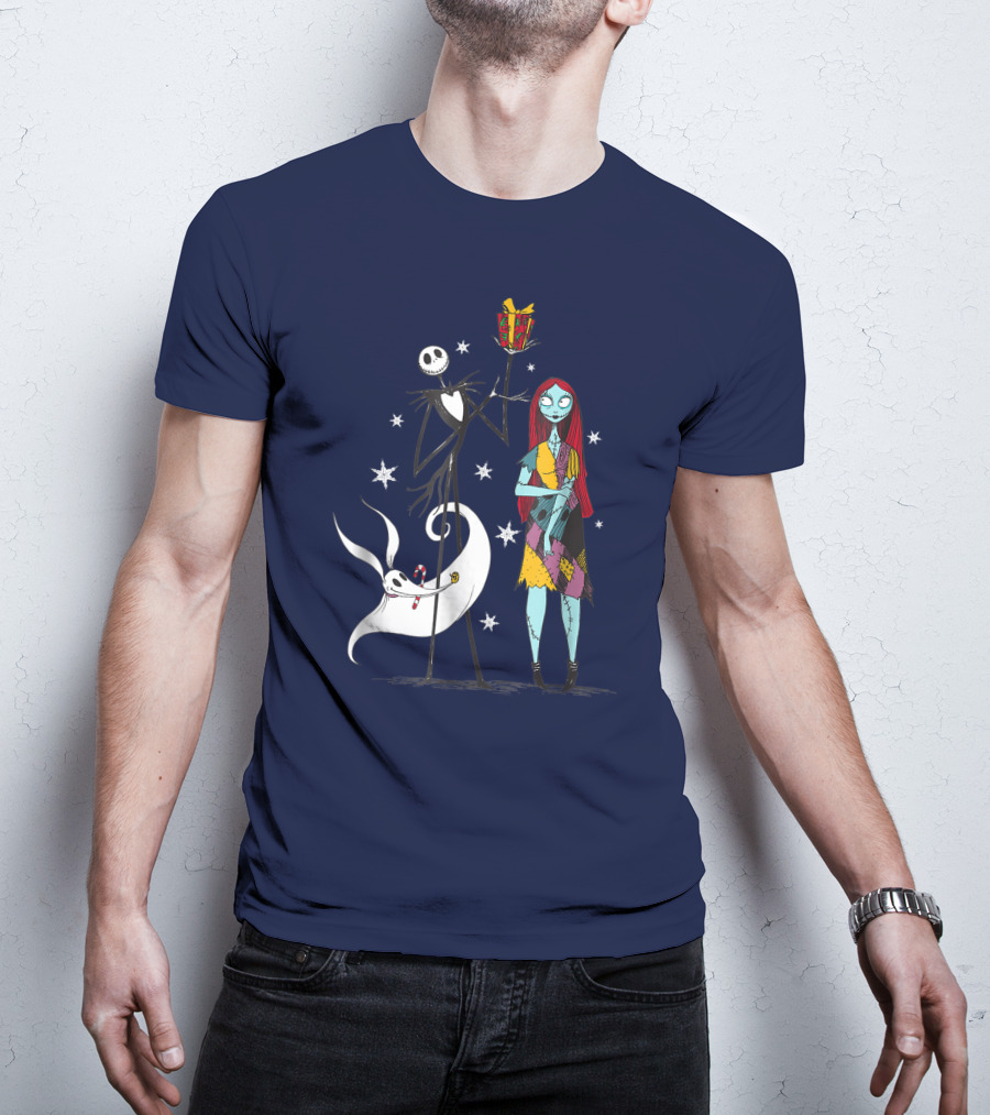Disney The Nightmare Before Christmas Jack Skellington And Sally With Zero T-Shirt