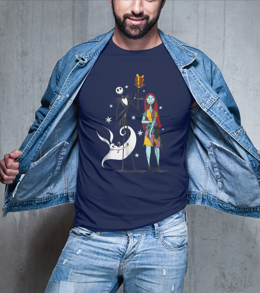 Disney The Nightmare Before Christmas Jack Skellington And Sally With Zero T-Shirt