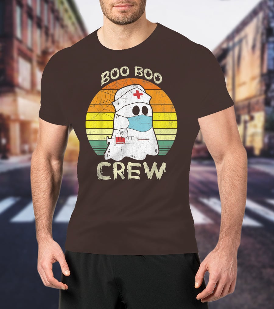 Boo Boo Crew Ghost Nurse With Mask And Syringe T-Shirt