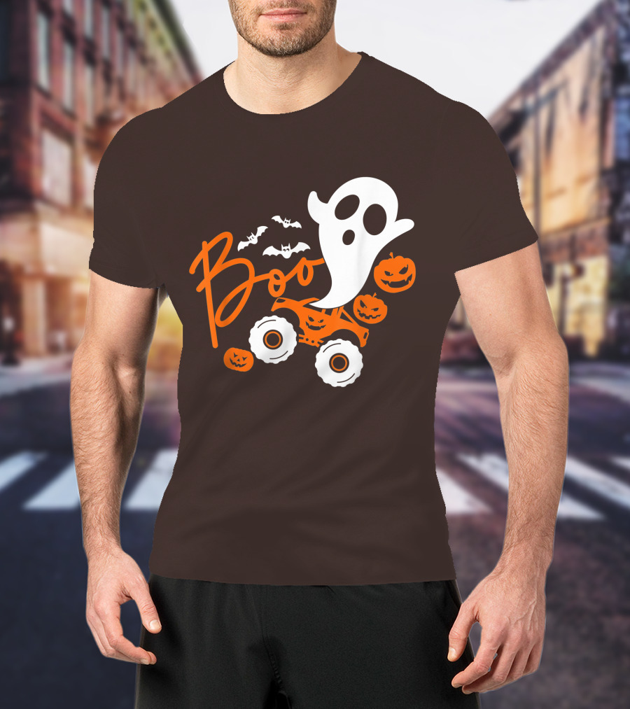 Boo Ghost Monster Truck Halloween Pumpkin Bats T-Shirt