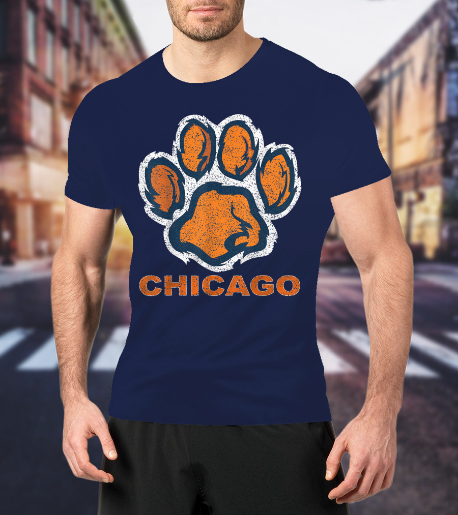 Chicago Bear Paw Orange Vintage Football T-Shirt