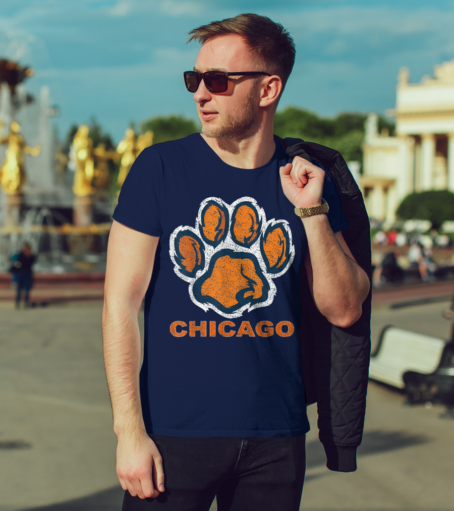 Chicago Bear Paw Orange Vintage Football T-Shirt