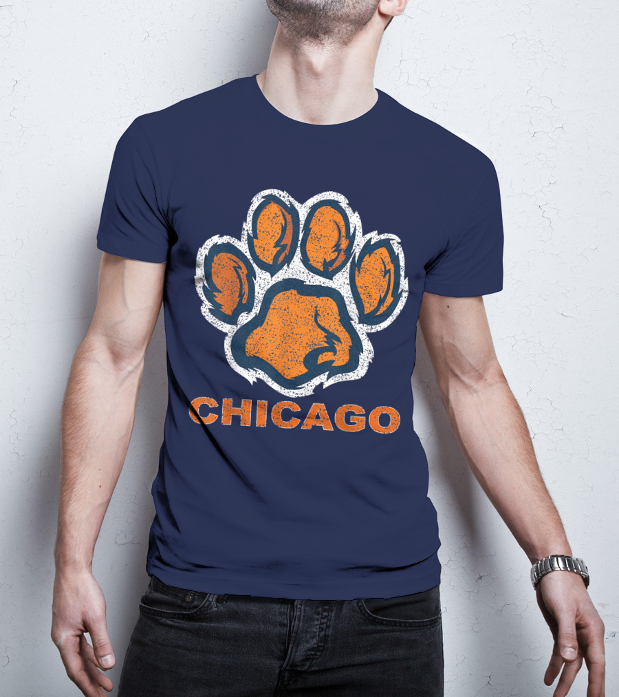 Chicago Bear Paw Orange Vintage Football T-Shirt