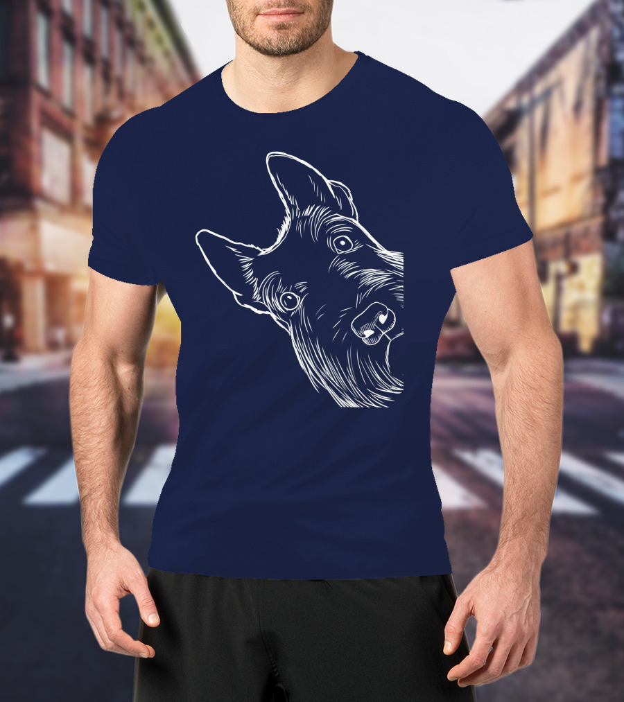 Funny Scottish Terrier Scottie Dog Peeking T-Shirt