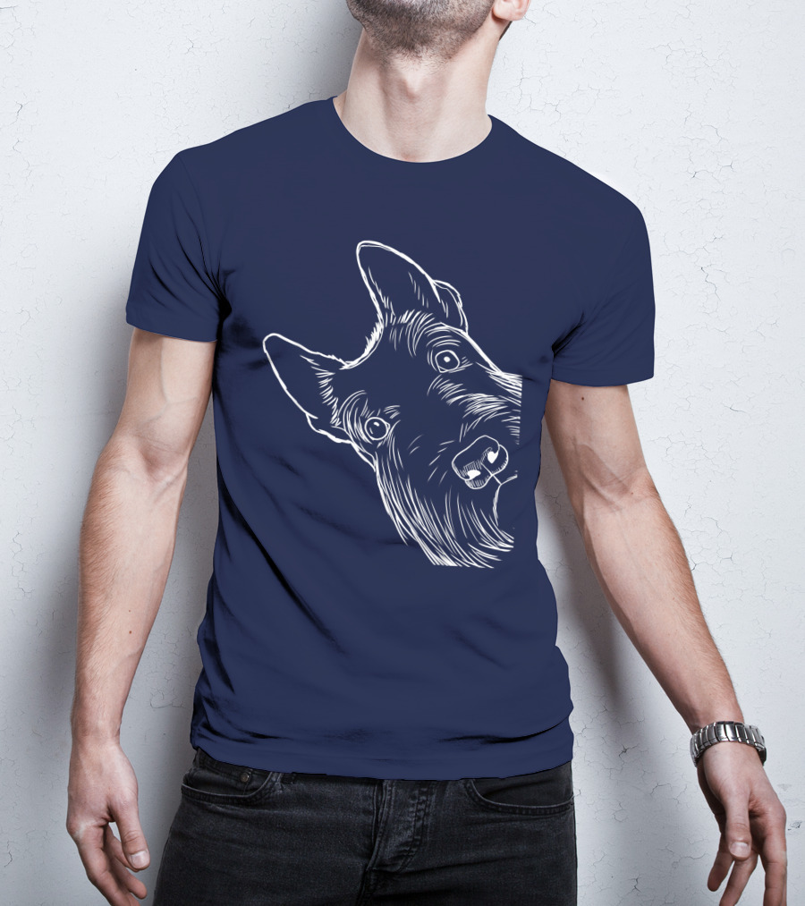 Funny Scottish Terrier Scottie Dog Peeking T-Shirt