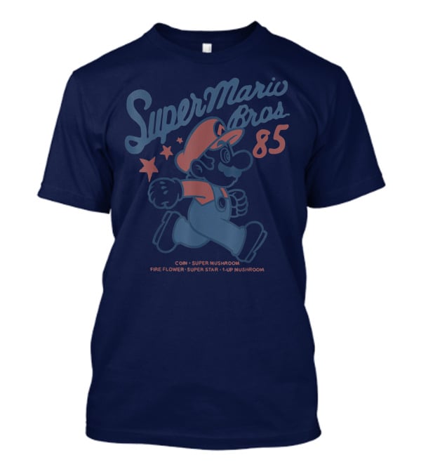 Super Mario Bros 85 Coin Super Mushroom Fire Flower Super Star 1-Up Mushroom T-Shirt
