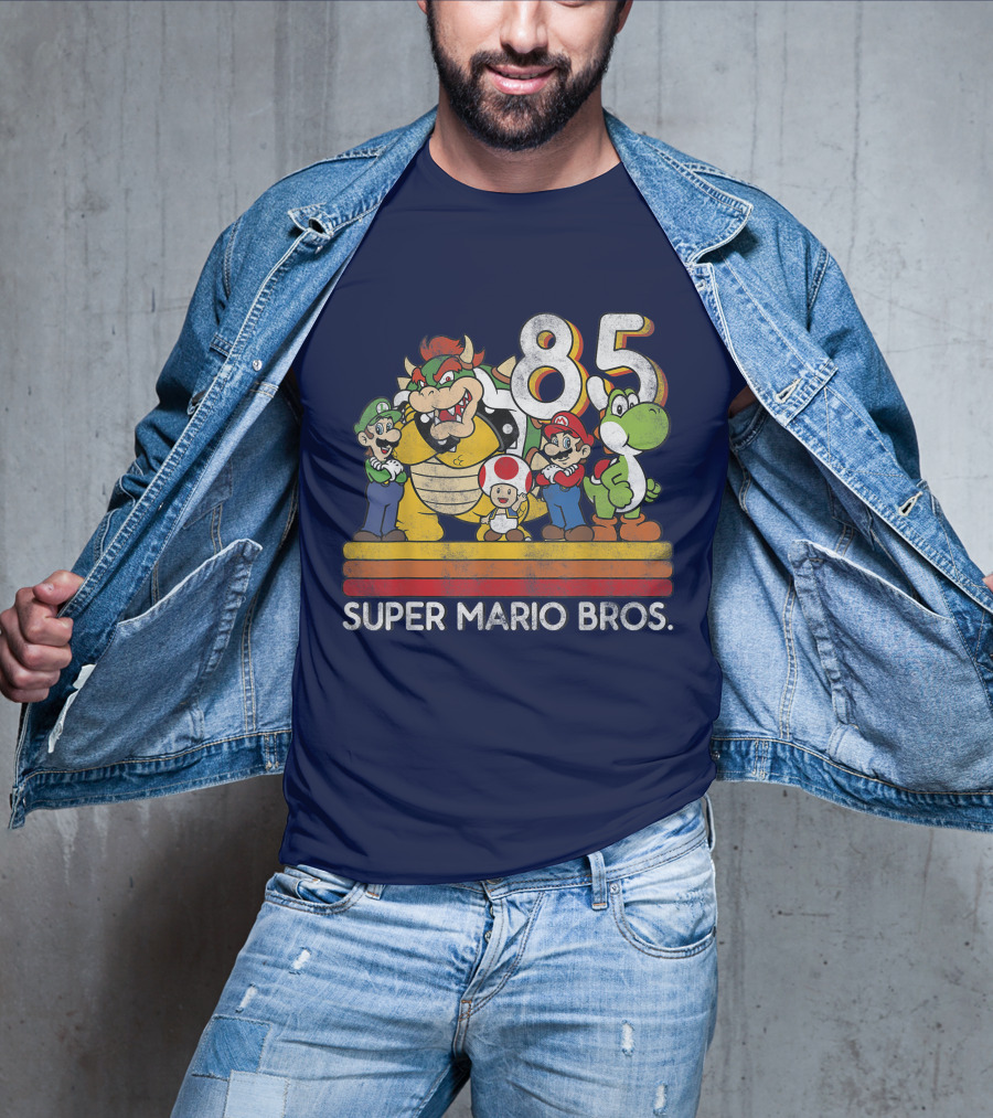 Super Mario Bros. 85 Retro Character Line Up T-Shirt