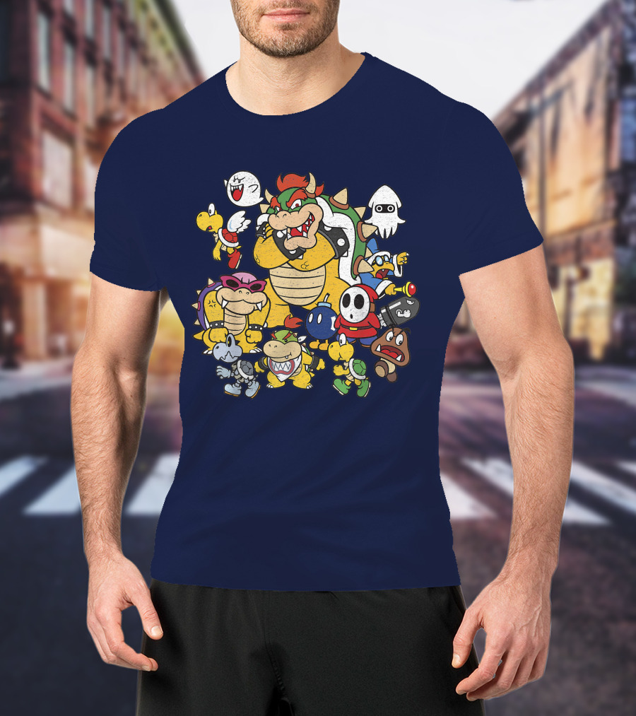 Super Mario Bowser And Classic Enemy Characters Group T-Shirt