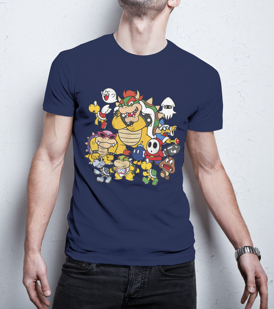 Super Mario Bowser And Classic Enemy Characters Group T-Shirt