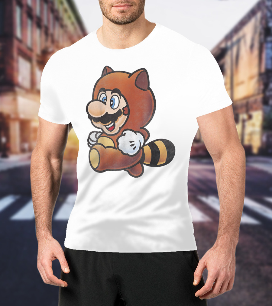Super Mario Bros Tanooki Mario Power-Up Suit Character T-Shirt