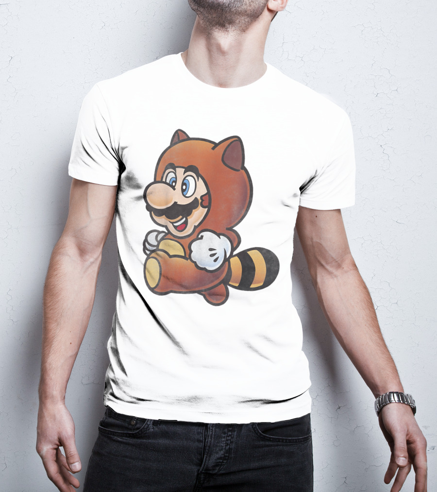 Super Mario Bros Tanooki Mario Power-Up Suit Character T-Shirt