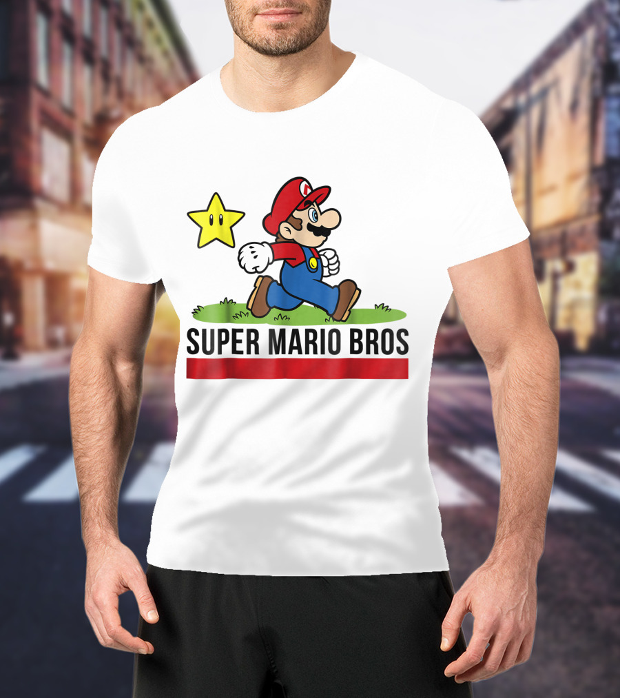 Super Mario Bros Star Walking Fun Iconic T-Shirt