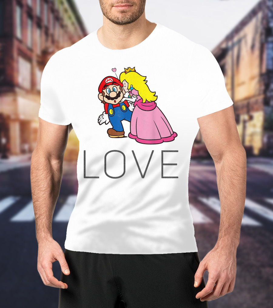 Super Mario Princess Peach Kiss Love Iconic Funny Moment T-Shirt