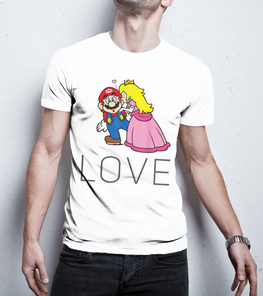 Super Mario Princess Peach Kiss Love Iconic Funny Moment T-Shirt