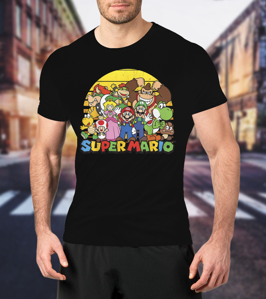 Super Mario Group Characters With Mario, Luigi, Princess Peach, Yoshi, Bowser, And Donkey Kong T-Shirt