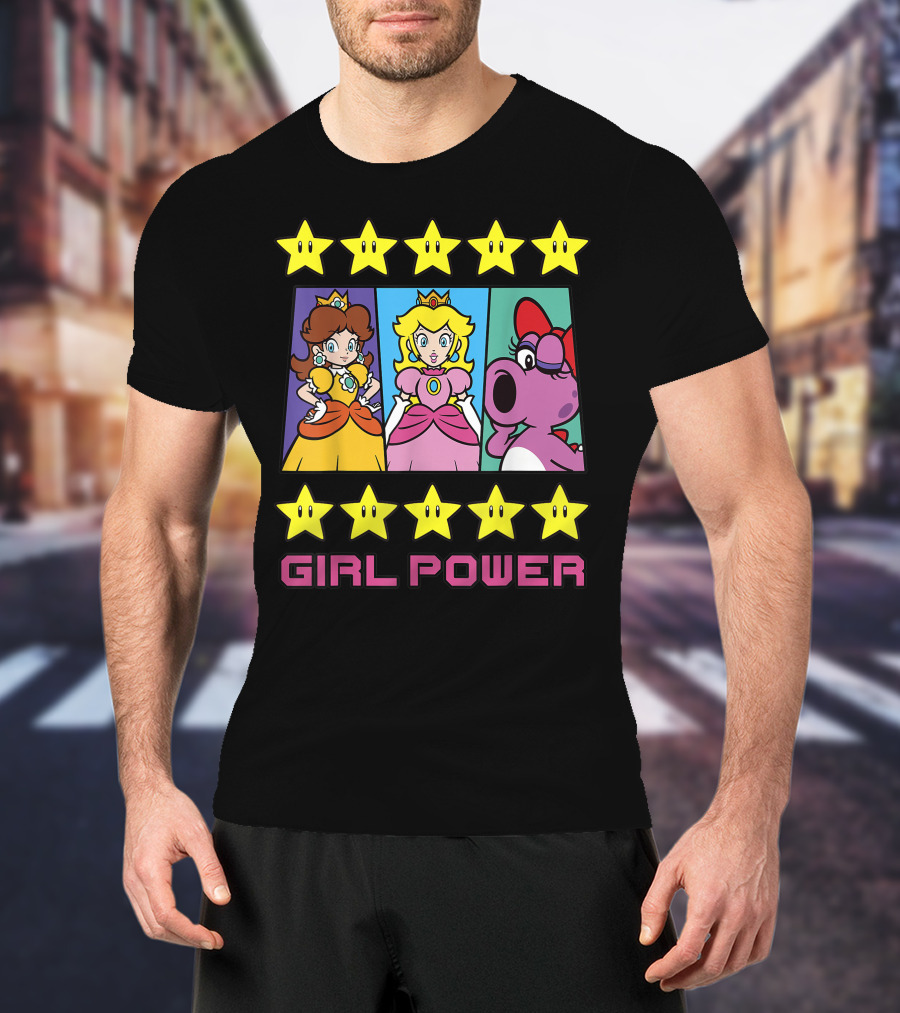 Super Mario Daisy Peach Birdo Girl Power Star Icons T-Shirt