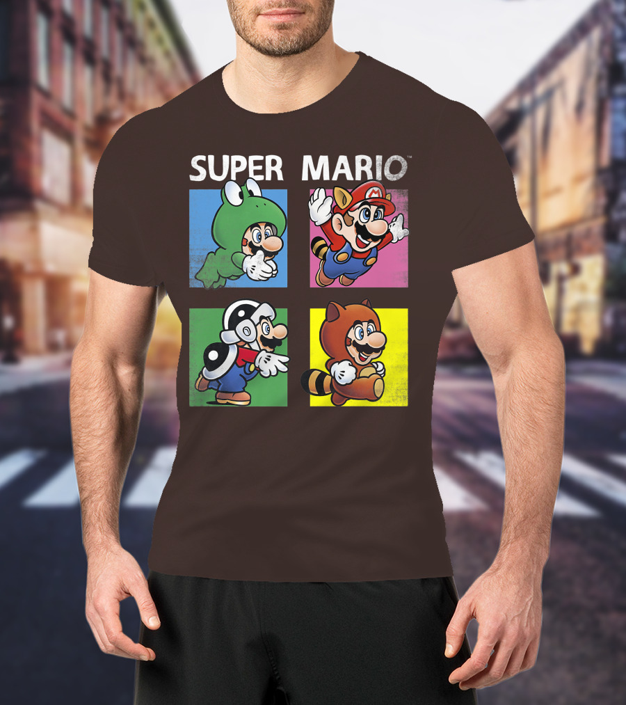 Super Mario Frog Tanooki Hammer Raccoon Costumes T-Shirt