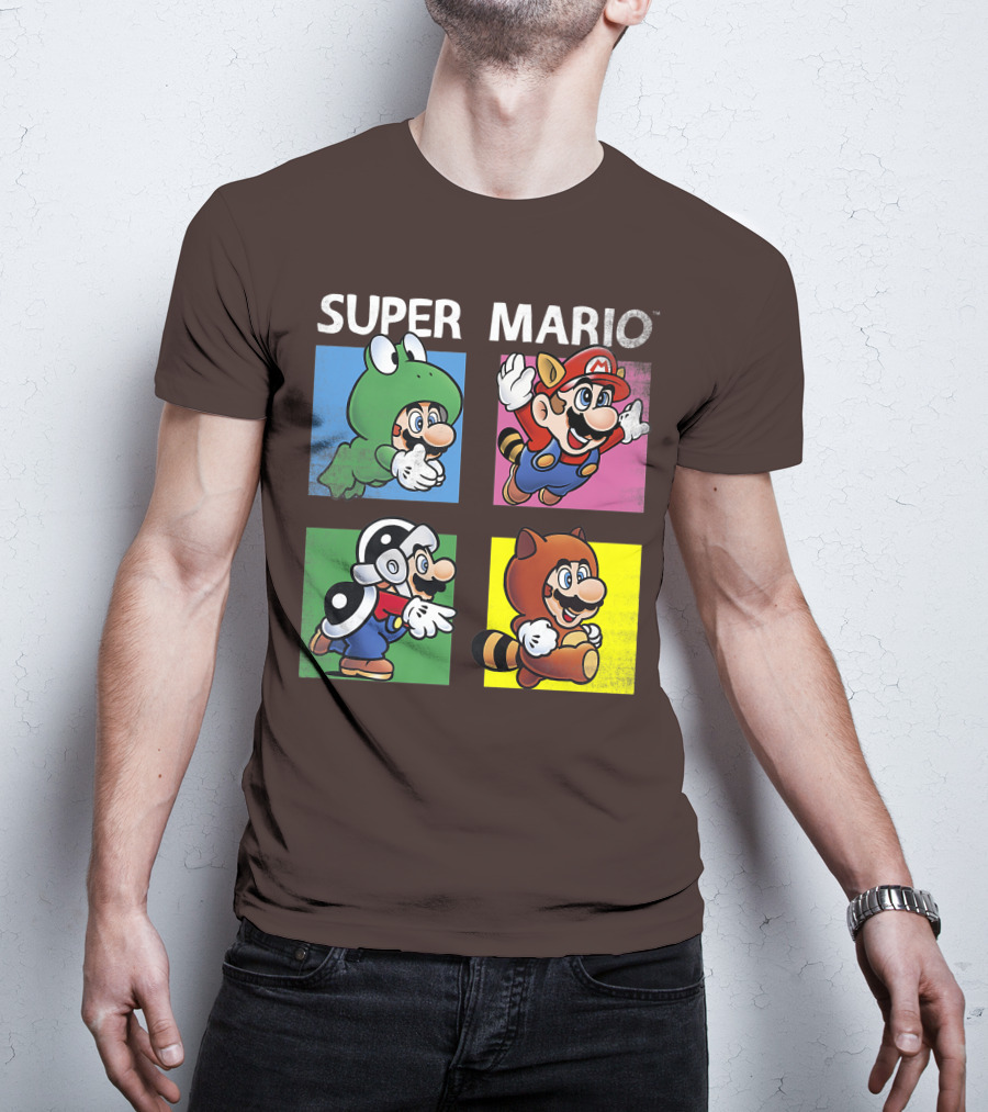 Super Mario Frog Tanooki Hammer Raccoon Costumes T-Shirt