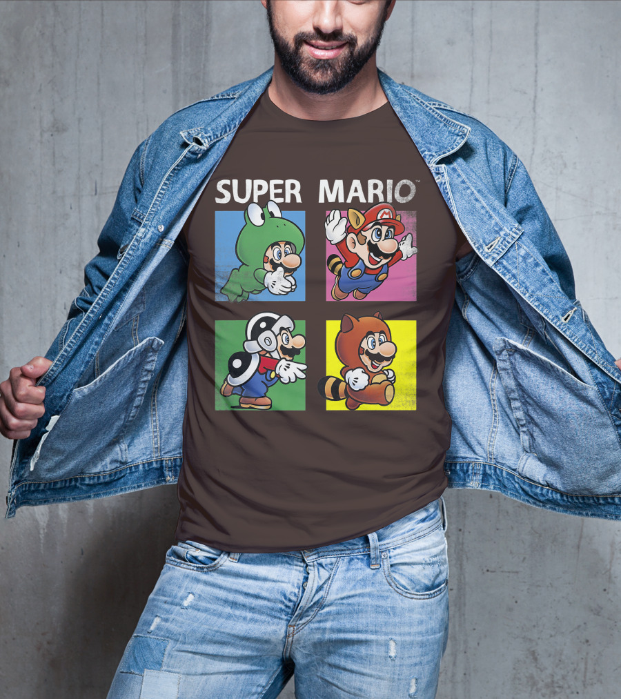 Super Mario Frog Tanooki Hammer Raccoon Costumes T-Shirt