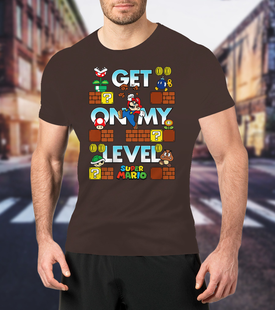 Super Mario Get On My Level With Iconic Game Characters T-Shirt