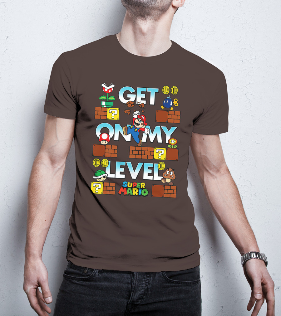 Super Mario Get On My Level With Iconic Game Characters T-Shirt