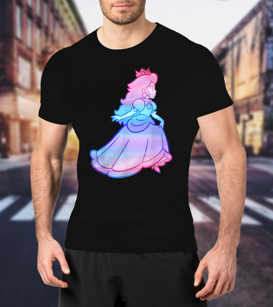 Super Mario Princess Peach Neon Gradient T-Shirt