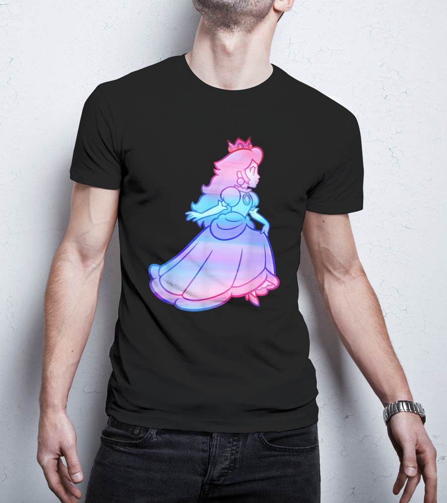 Super Mario Princess Peach Neon Gradient T-Shirt