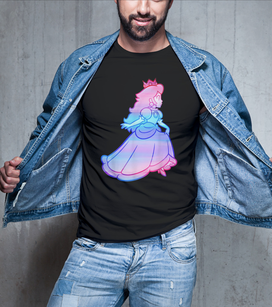 Super Mario Princess Peach Neon Gradient T-Shirt