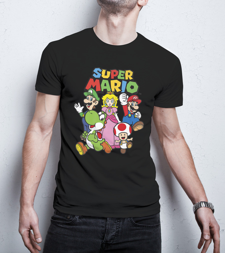 Super Mario Luigi Peach Yoshi Toad Heroes Group T-Shirt
