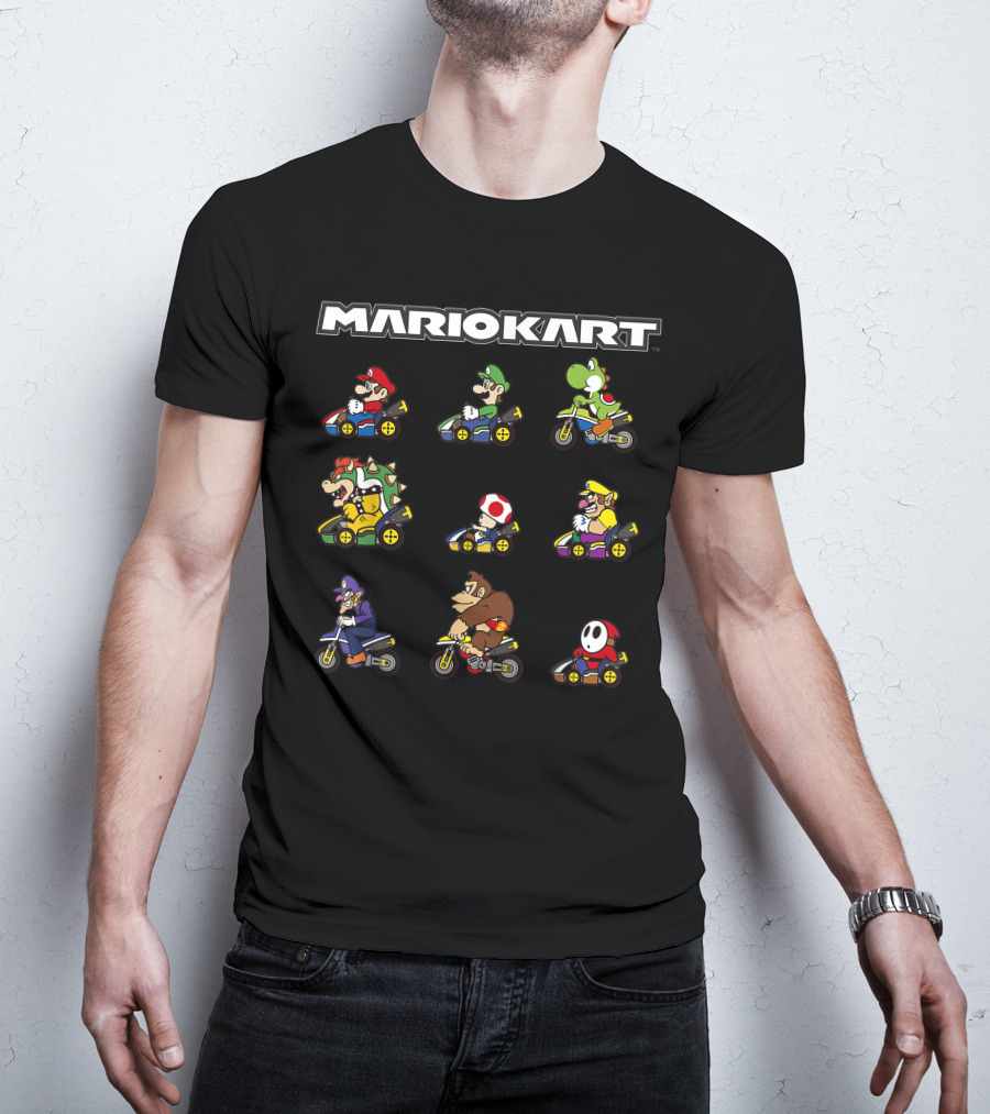 Mario Kart Characters On Bikes Grid T-Shirt