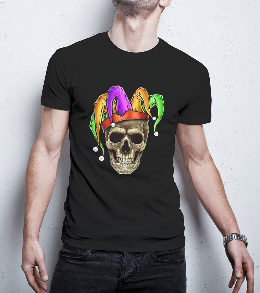 Mardi Gras Skull Jester Joker Louisiana Cajun T-Shirt