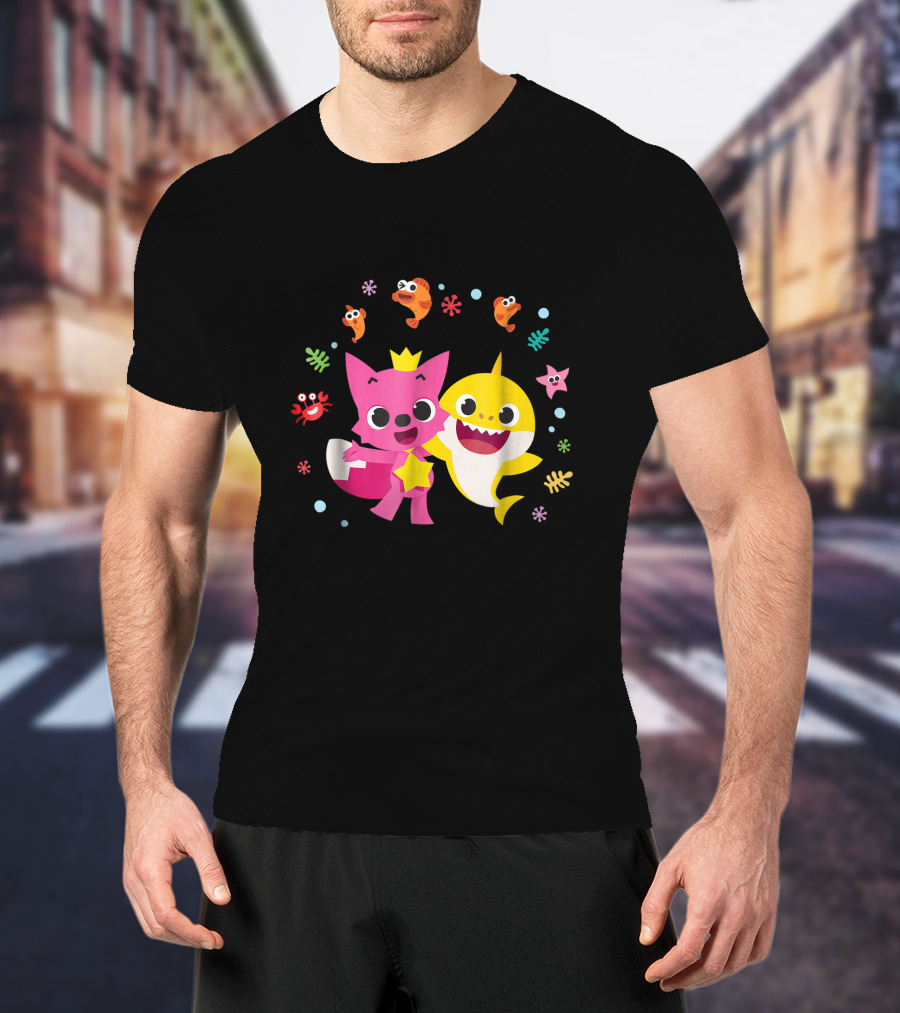 Pinkfong And Baby Shark Sea Adventure With Fish And Starfish T-Shirt