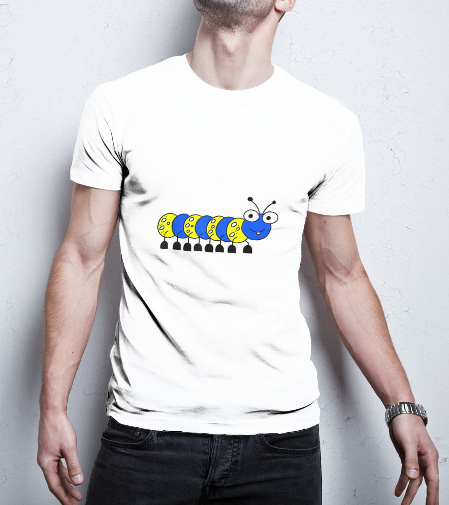 Studio Lotte Cute Blue And Yellow Funny Caterpillar Drawing T-Shirt
