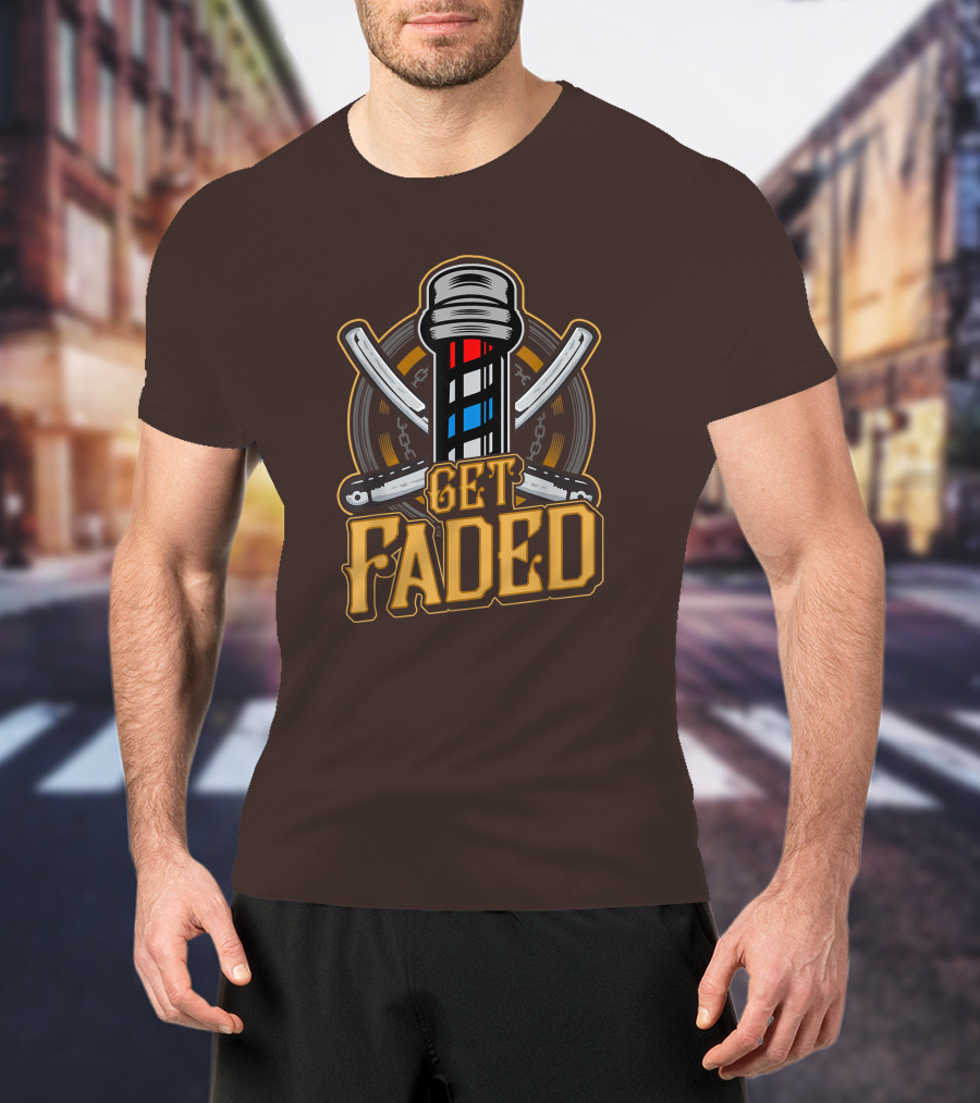 Get Faded Barber Pole Straight Razor T-Shirt
