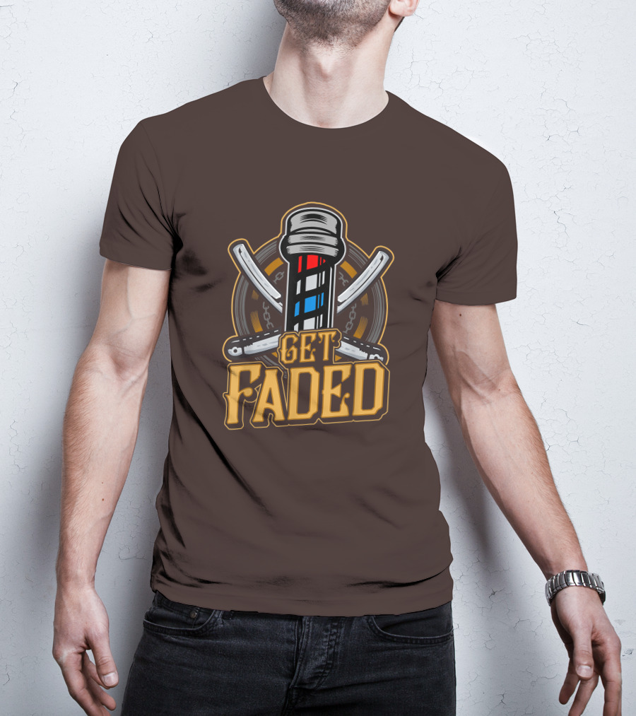 Get Faded Barber Pole Straight Razor T-Shirt