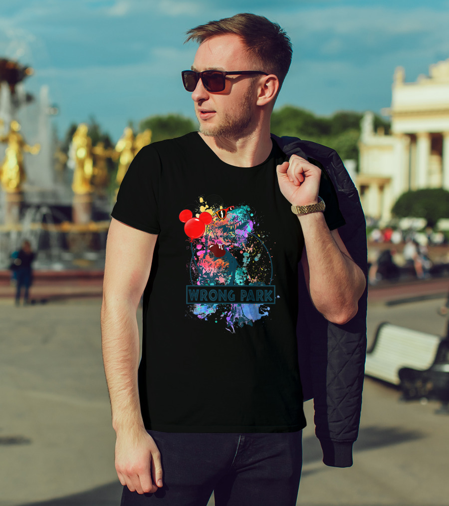 Wrong Park Dinosaur Rex With Balloon And Mouse Ears T-Shirt