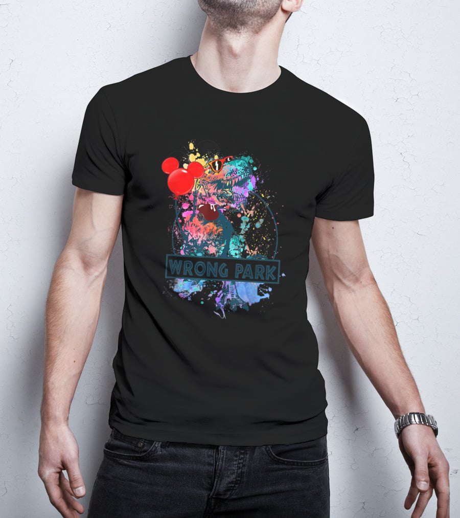 Wrong Park Dinosaur Rex With Balloon And Mouse Ears T-Shirt