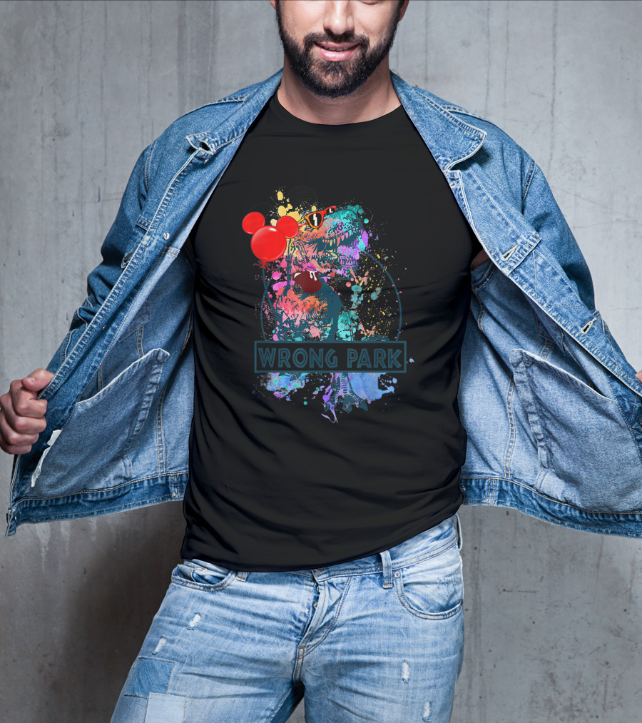 Wrong Park Dinosaur Rex With Balloon And Mouse Ears T-Shirt