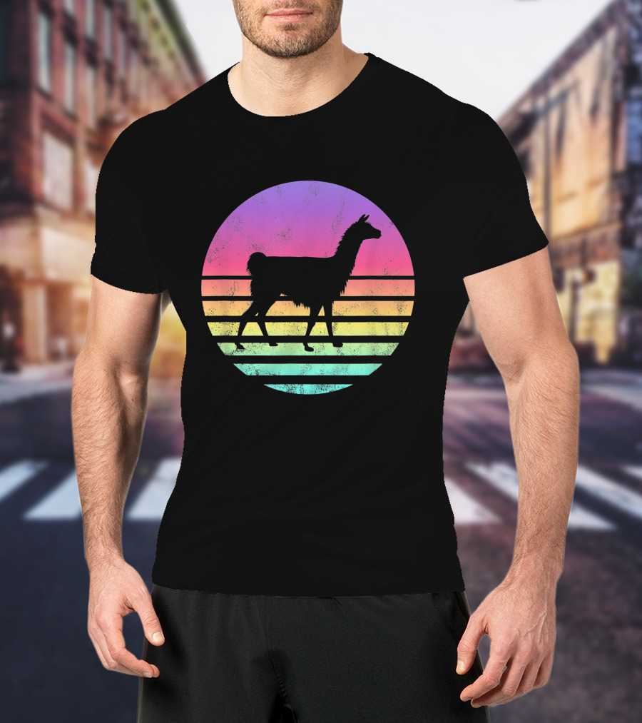 Classic Llama Retro Sunset T-Shirt