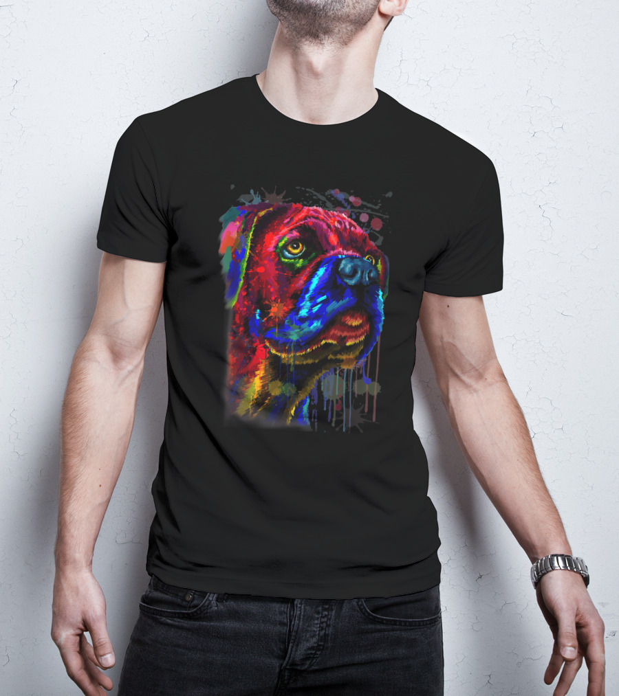 Cane Corso Watercolour Dog Face Art Multicolor Funny T-Shirt