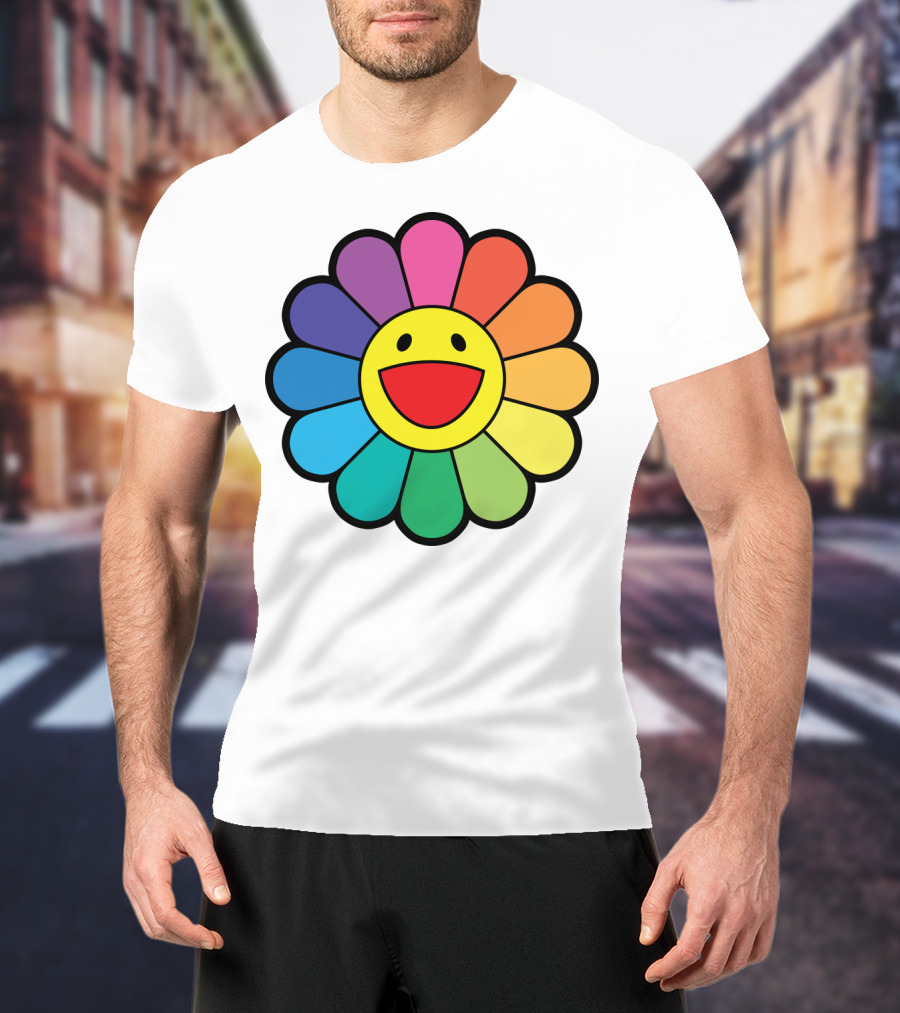 Takashi Murakami Smiling Flower Rainbow Colors T-Shirt