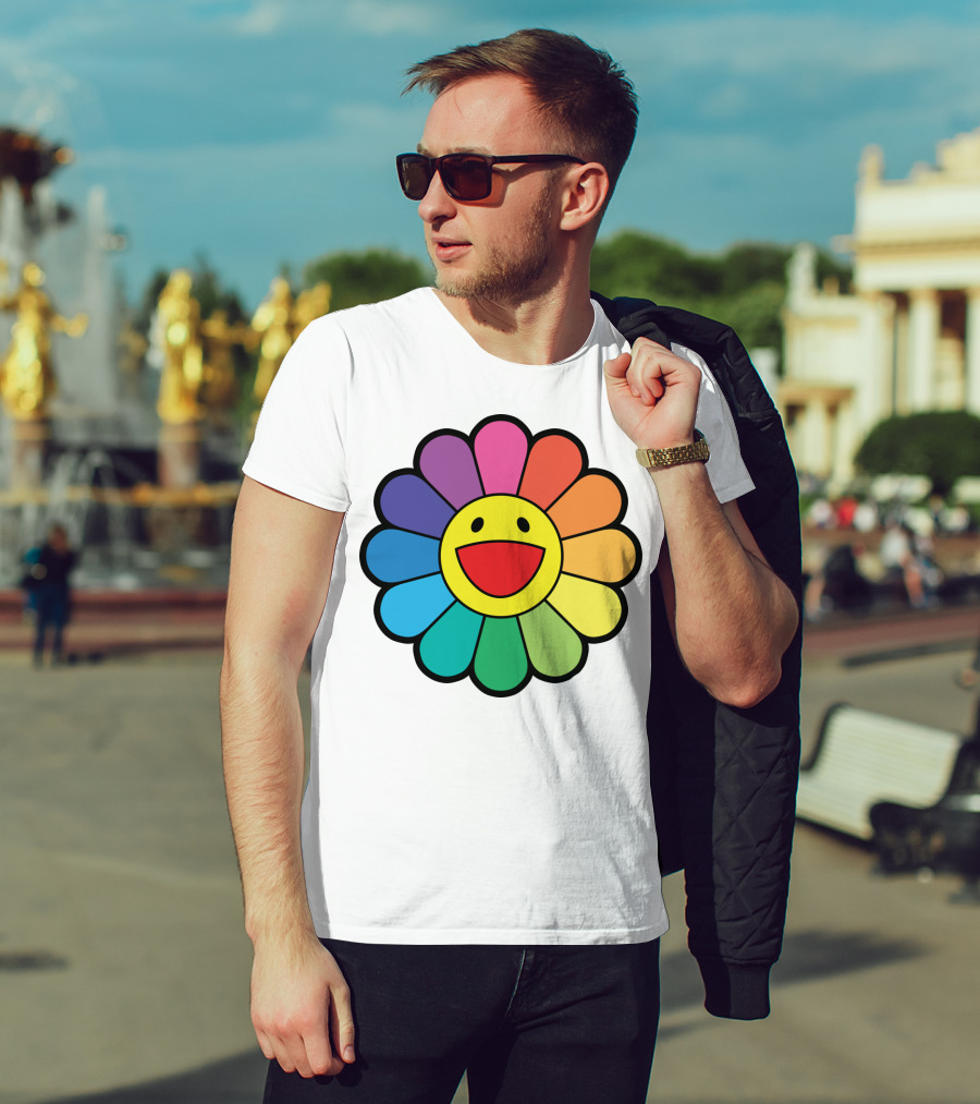 Takashi Murakami Smiling Flower Rainbow Colors T-Shirt