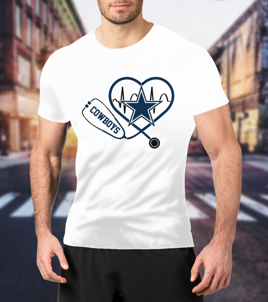 Cowboys Heartbeat Stethoscope Star T-Shirt