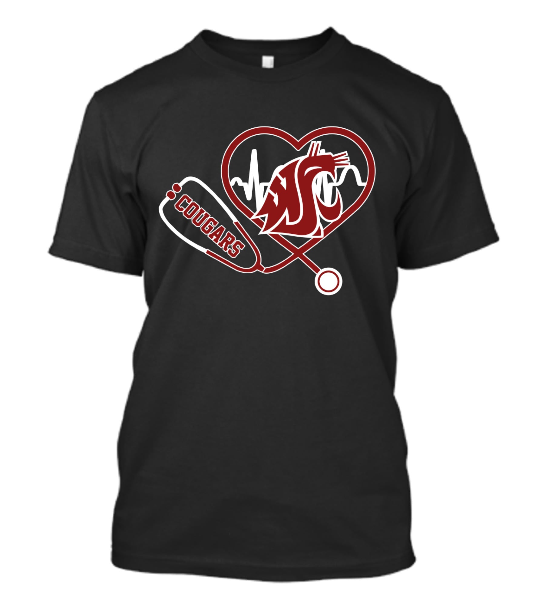 Cougars Washington State Heartbeat Stethoscope T-Shirt