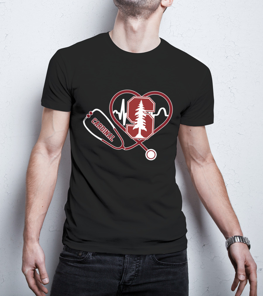 Stanford Cardinal Medical Stethoscope Heartbeat T-Shirt