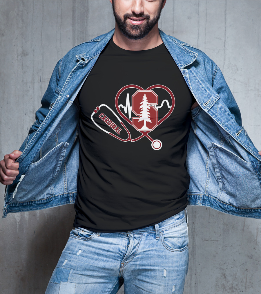 Stanford Cardinal Medical Stethoscope Heartbeat T-Shirt