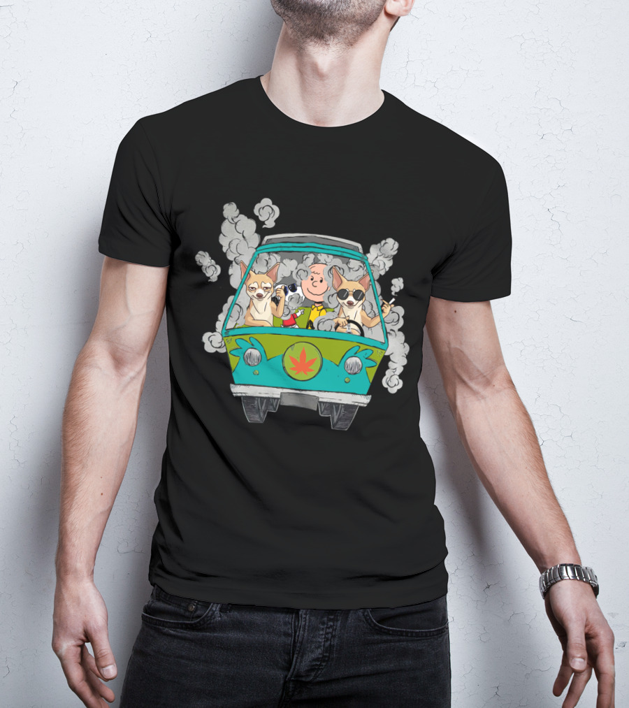 Chihuahua Ds0 Charlie Brown Driving Green Van Smoke T-Shirt