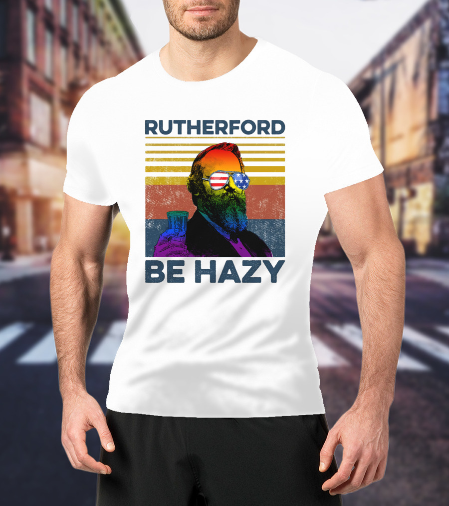 Rutherford Be Hazy Patriotic Sunglasses With Drink T-Shirt
