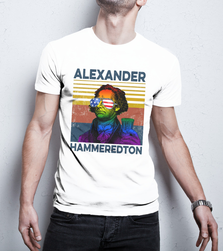 Alexander Hammeredton American Flag Sunglasses Beer Drink T-Shirt