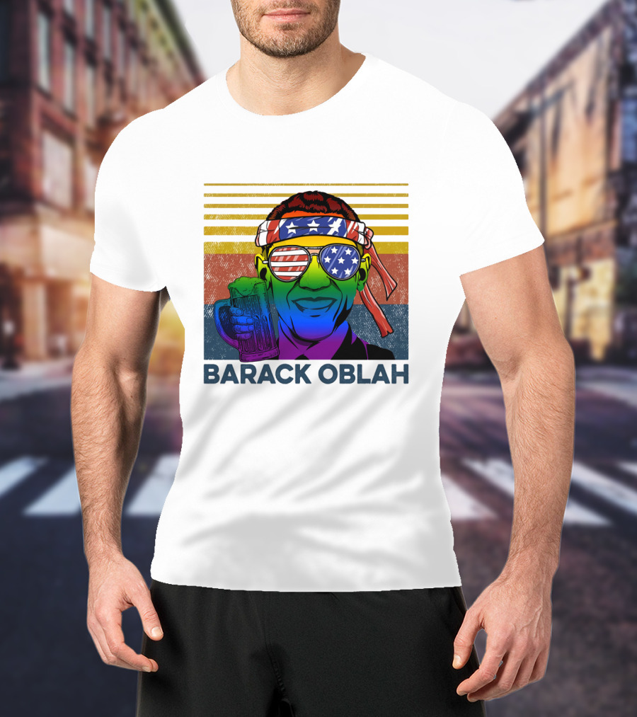 Barack Oblah Patriotic Headband Rainbow Sunglasses Beer Mug T-Shirt
